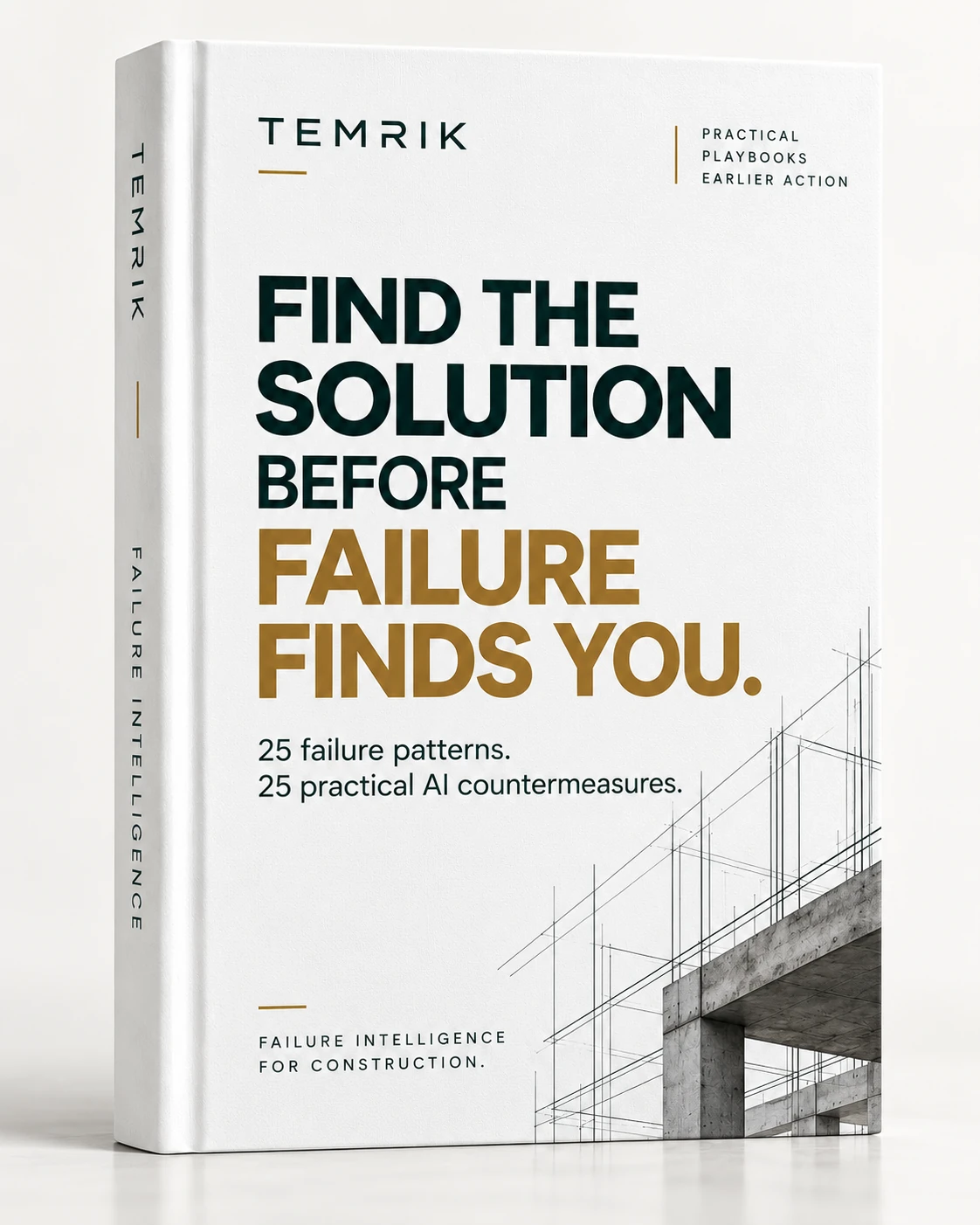 3D book mockup of TEMRIK’s Find the Solution Before Failure Finds You ebook