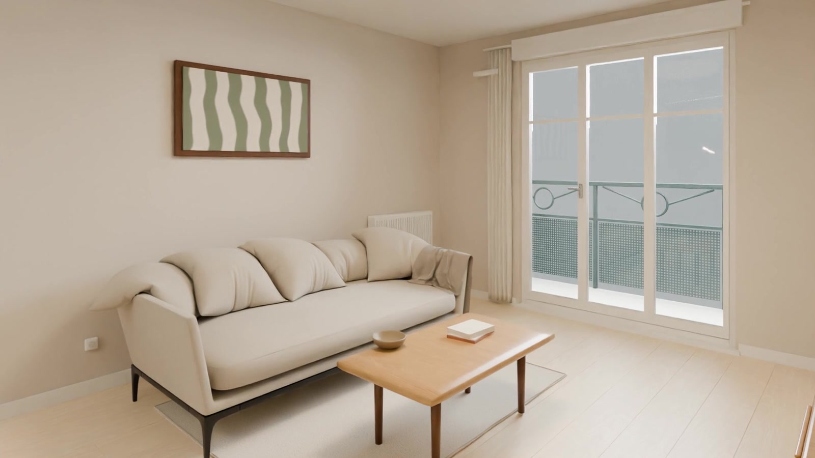 Séjour meublé du projet Sartrouville · rendu 3D